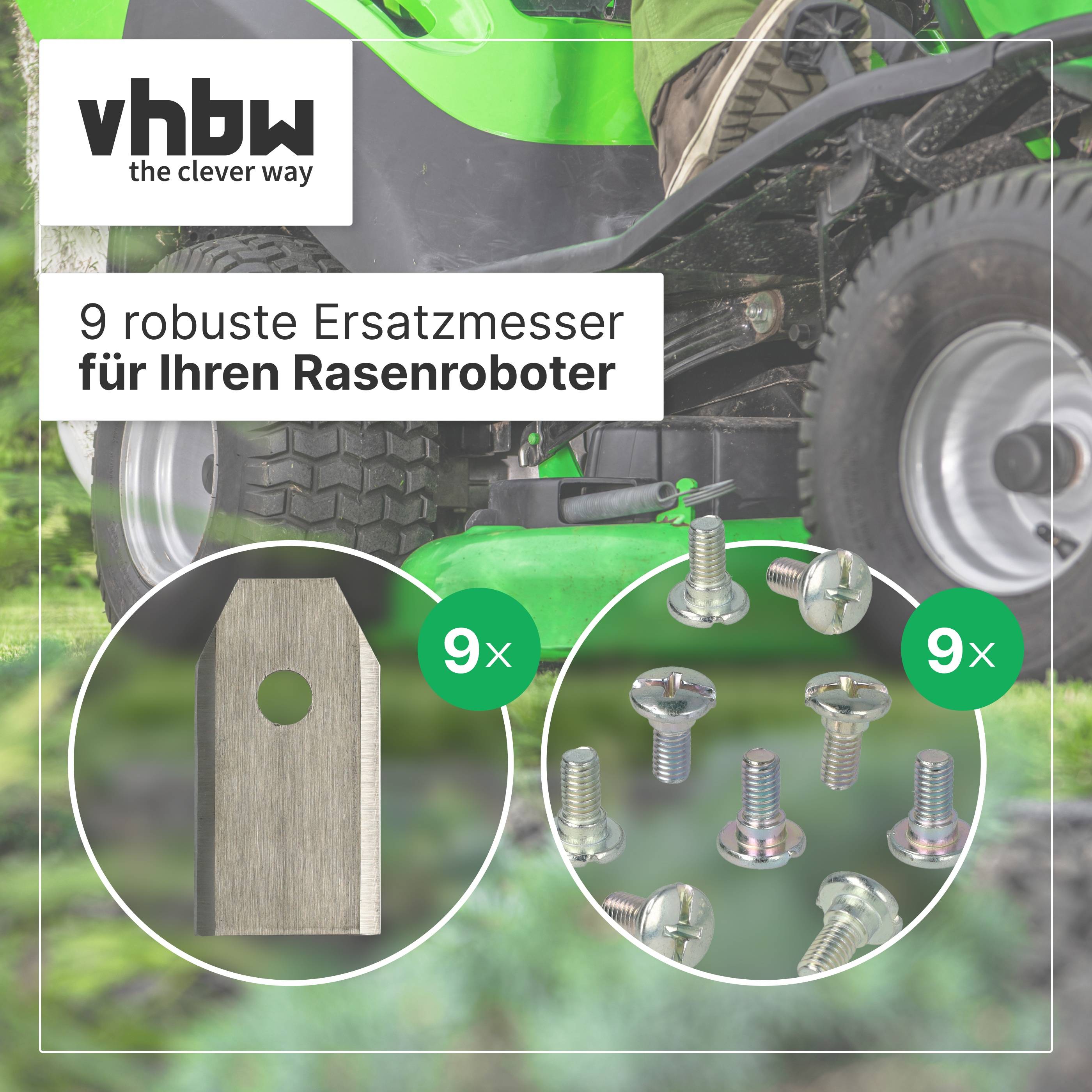 vhbw 9x Ersatz-Messer kompatibel mit Worx Landroid Rasenmäher | Ersatzklinge Silber Gold, Stahl (Titanbeschichtung)-1