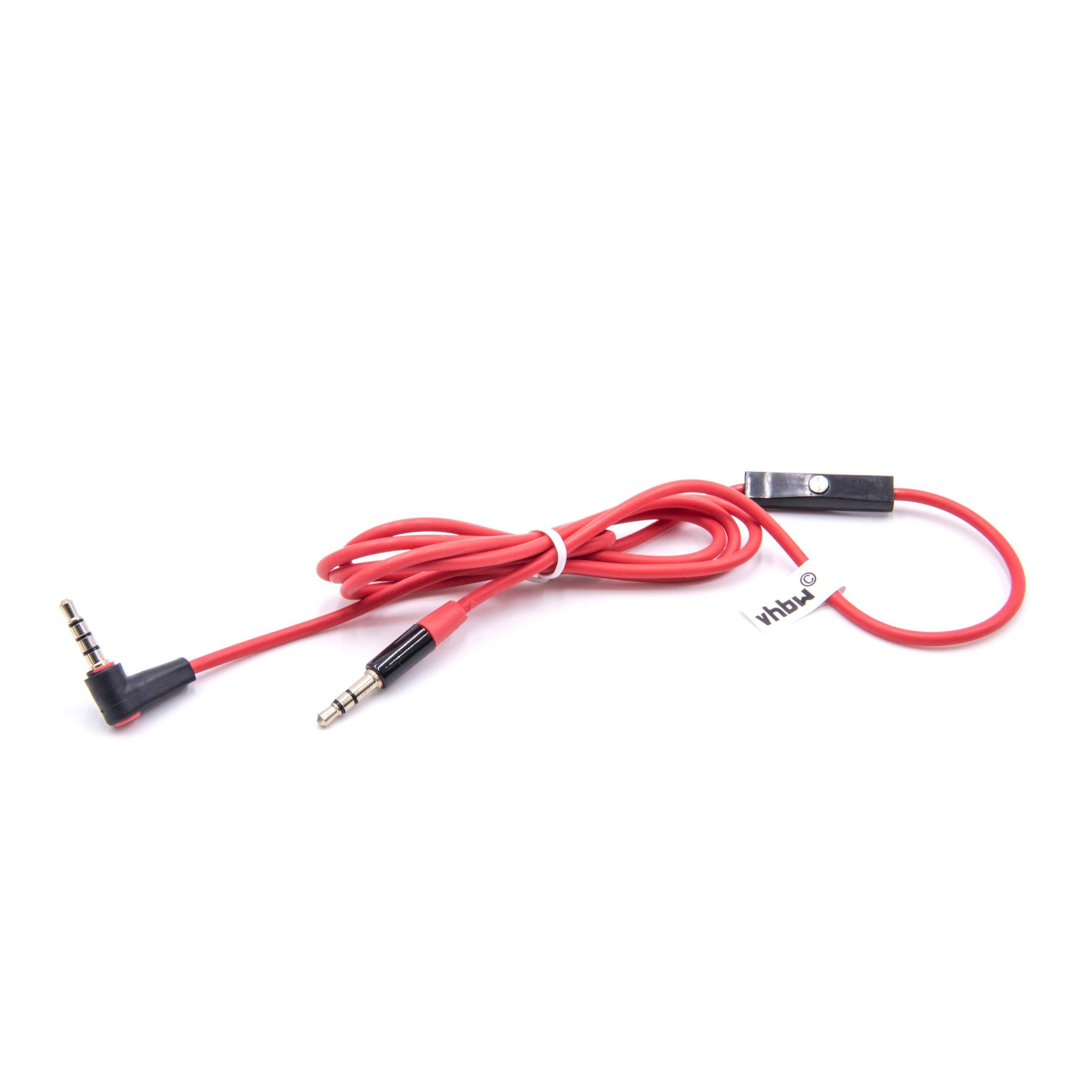 vhbw Audio AUX Kabel Ersatz für Beats by Dr. Dre MHE12G/A für Kopfhörer | Audiokabel 3,5 mm Klinkenstecker, Mikrofon Rot-0