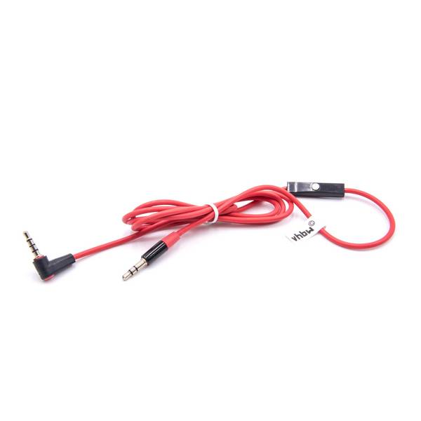 vhbw Audio AUX Kabel Ersatz für Beats by Dr. Dre MHE12G/A für Kopfhörer | Audiokabel 3,5 mm Klinkenstecker, Mikrofon Rot