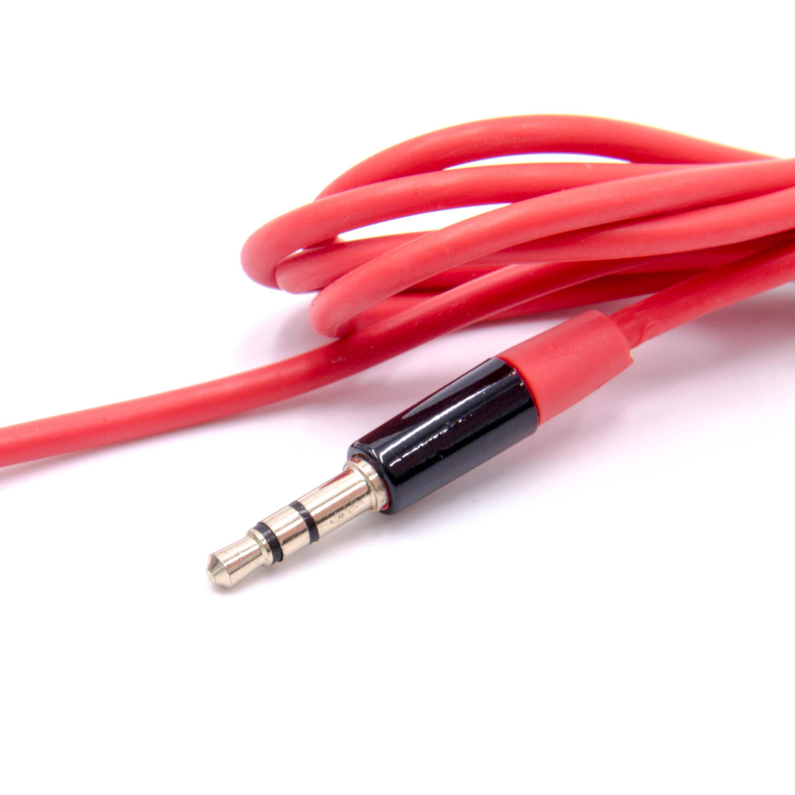 vhbw Audio AUX Kabel Ersatz für Beats by Dr. Dre MHE12G/A für Kopfhörer | Audiokabel 3,5 mm Klinkenstecker, Mikrofon Rot-2