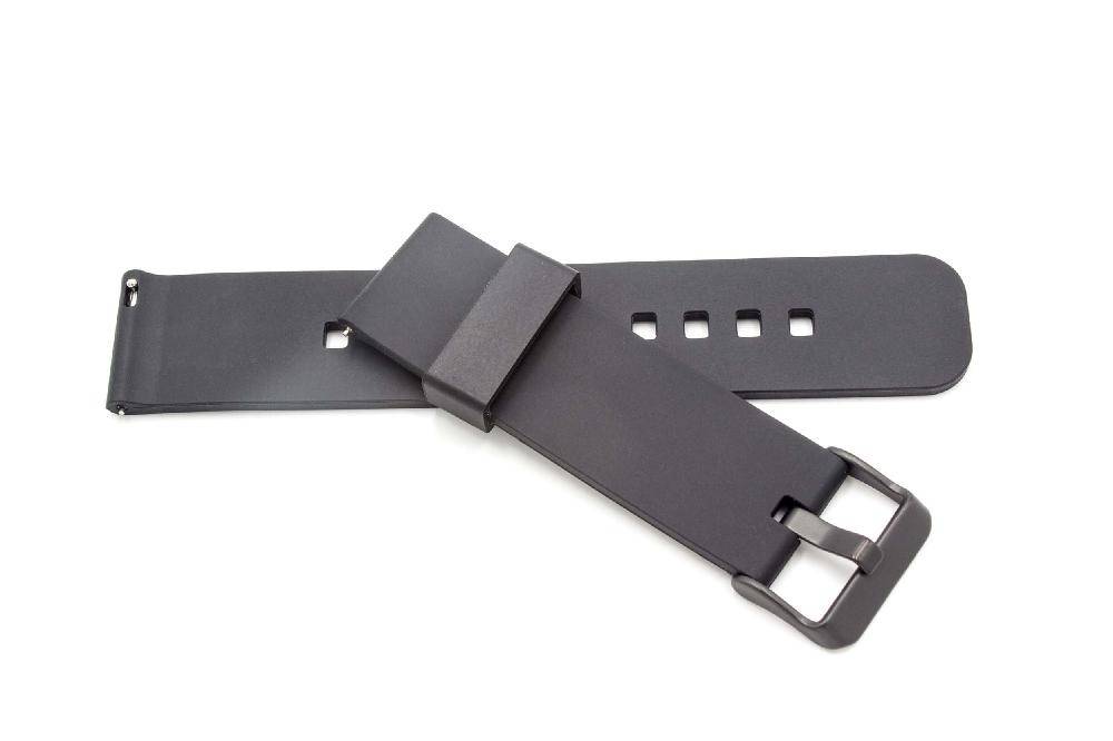 vhbw Ersatz Armband kompatibel mit Vector Luna Watch Fitnessuhr | Smartwatch - 12,2cm + 8,4 cm Silikon schwarz-0