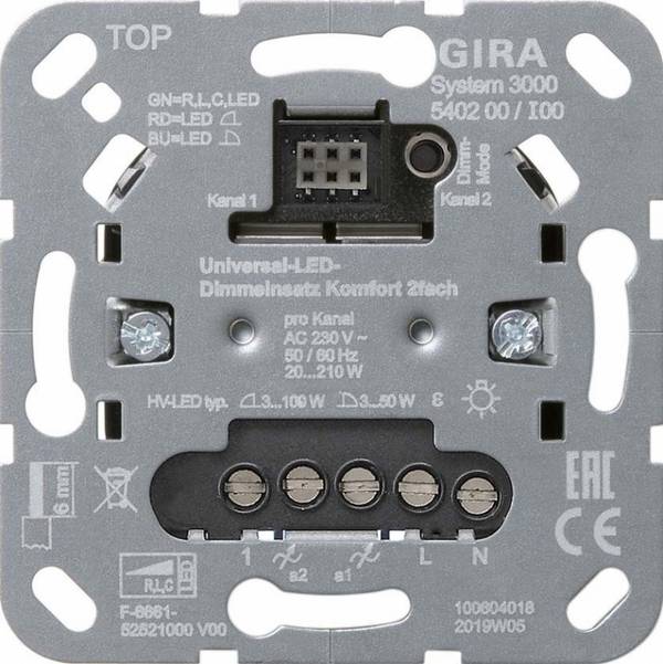 GIRA - LED-Dimmeinsatz 540200 S3000 Komfort 2f