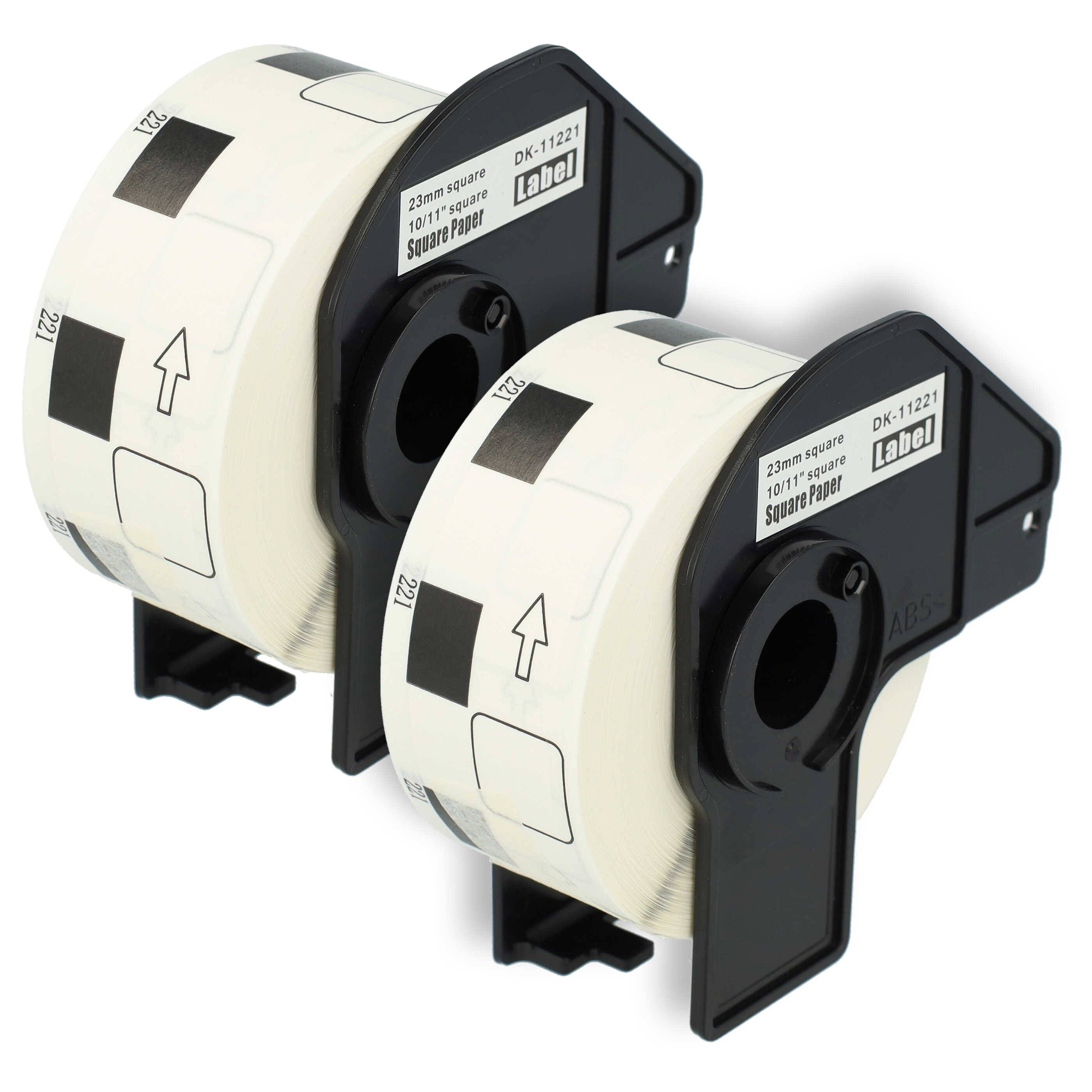 vhbw 2x Etiketten-Rolle mit Halter 23mm x 23mm (1000 Etiketten) kompatibel mit Brother PT QL-570, QL-580-0