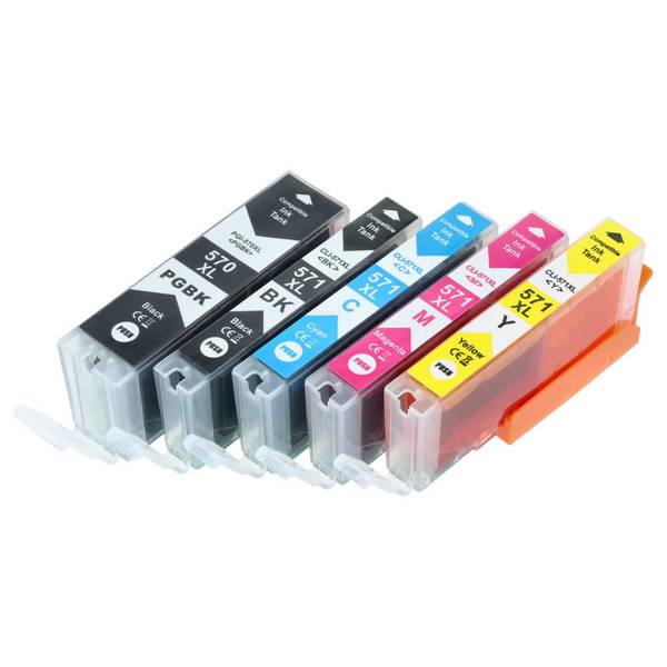 vhbw 5x Tintenpatronen Ersatz für Canon PGI-570 | PGI570, PGI-571, PGI571 für Drucker (Kompatibel)