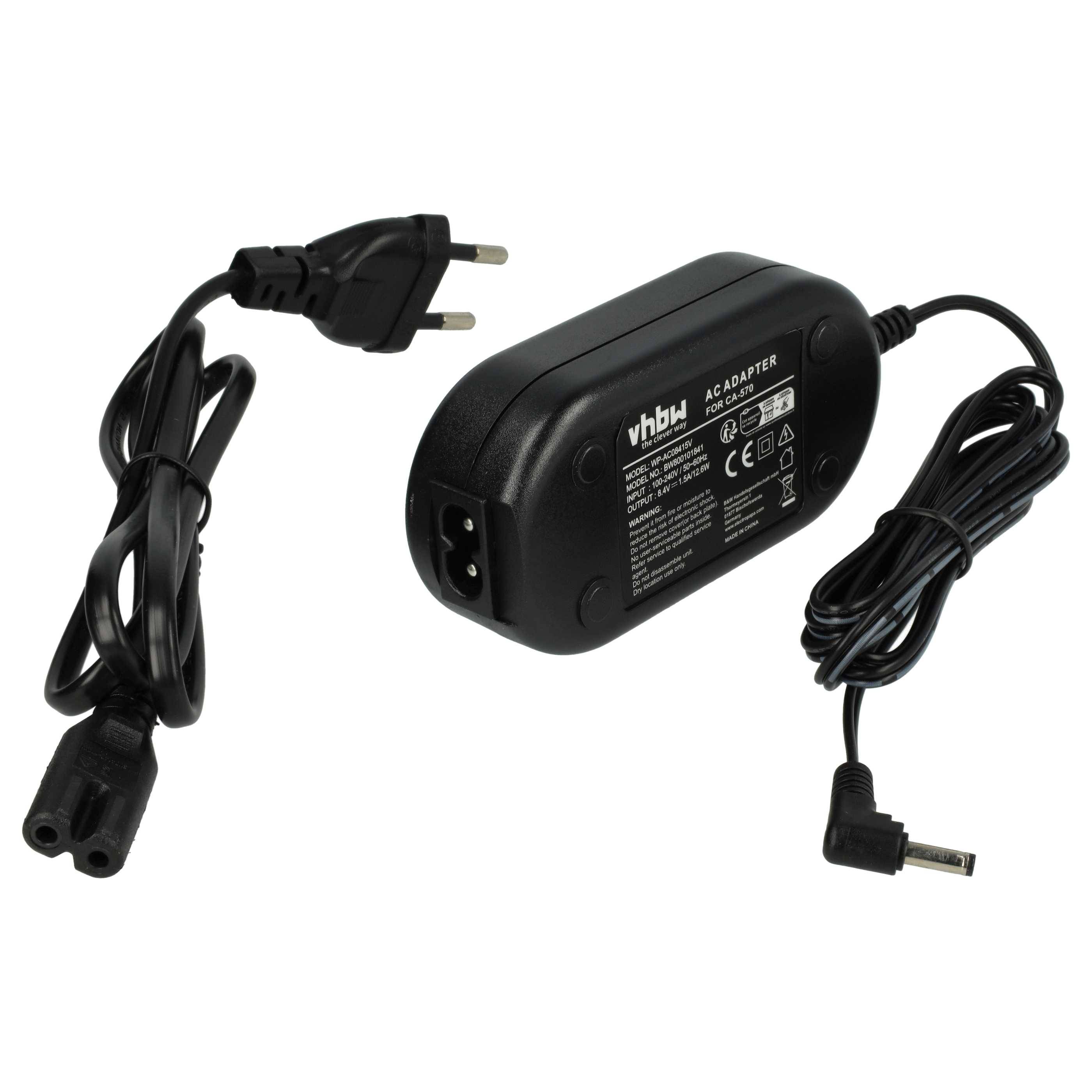 vhbw Netzteil kompatibel mit Canon ZR-400 | ZR500, ZR-500, ZR60, ZR600, ZR-600 Kamera, Digitalkamera, DSLR - Netzkabel-0