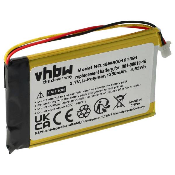 vhbw Akku kompatibel mit Garmin Edge 705 | 605 GPS Navigation Navi (1250 mAh, 3,7 V, Li-Polymer)