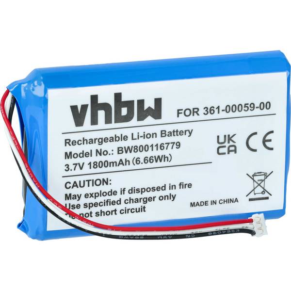 vhbw Akku kompatibel mit Garmin 010-01043-01 | 020-00218-05 GPS Navigation Navi (1800 mAh, 3,7 V, Li-Polymer)