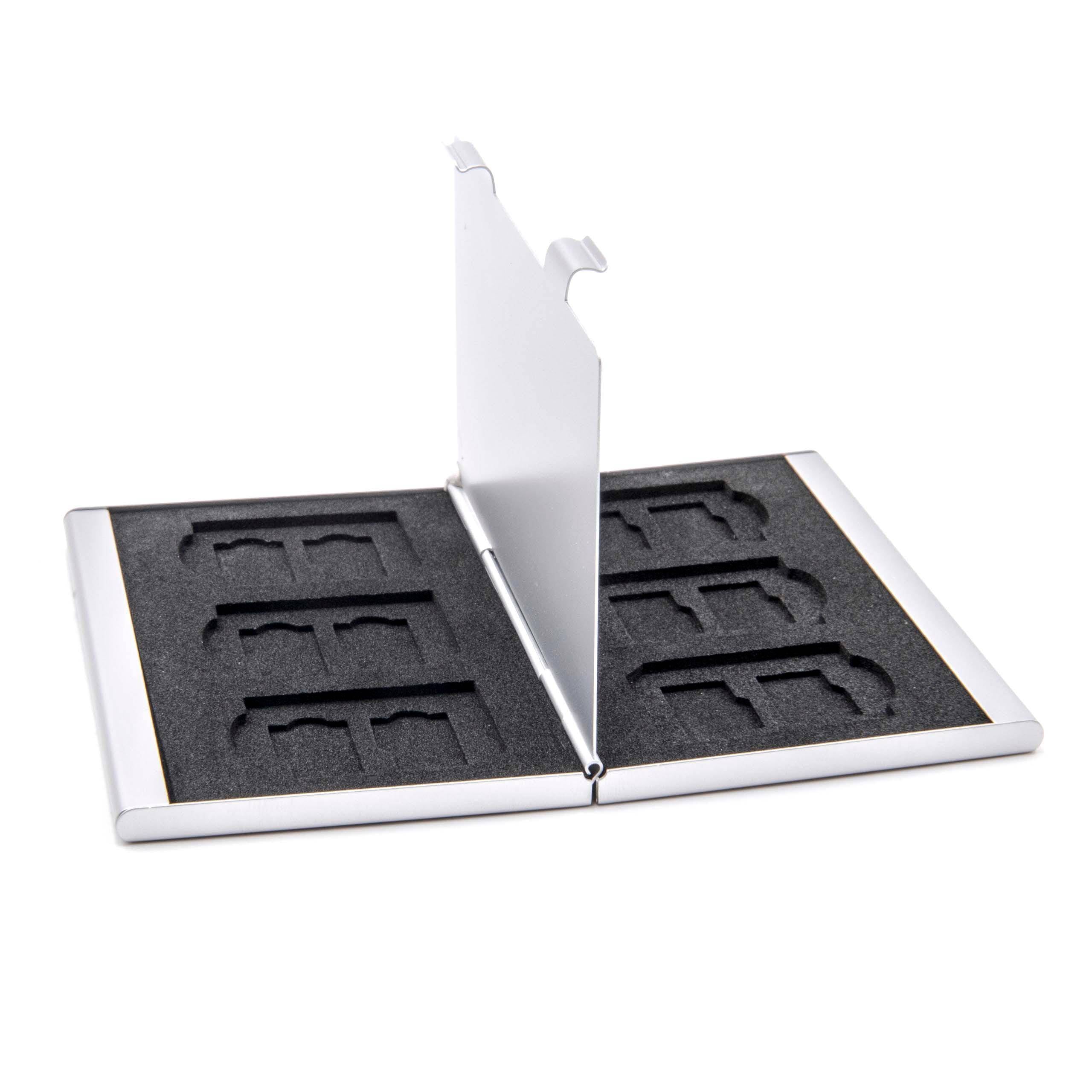 vhbw Etui für 6x SD | SDHC, SDXC Speicherkarten, 12x Micro-SD / Transflash Speicherkarten - Case Silber-3