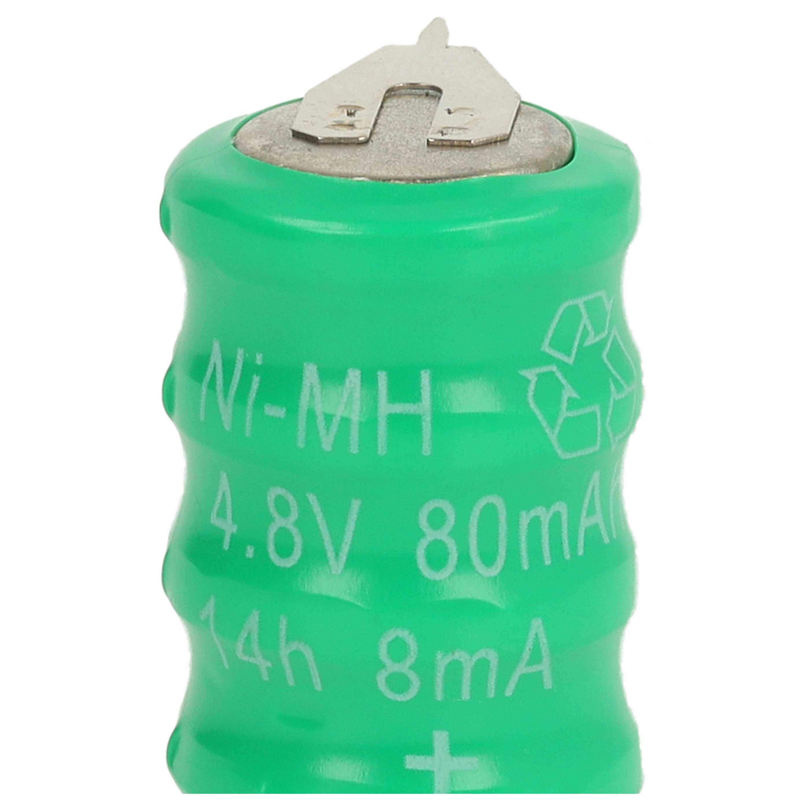 vhbw NiMH Ersatz Knopfzellen-Akku Typ V80H 2-Pins 80mAh 4,8V | kompatibel mit Modellbau-Akkus, Solar-Leuchten uvm.-3
