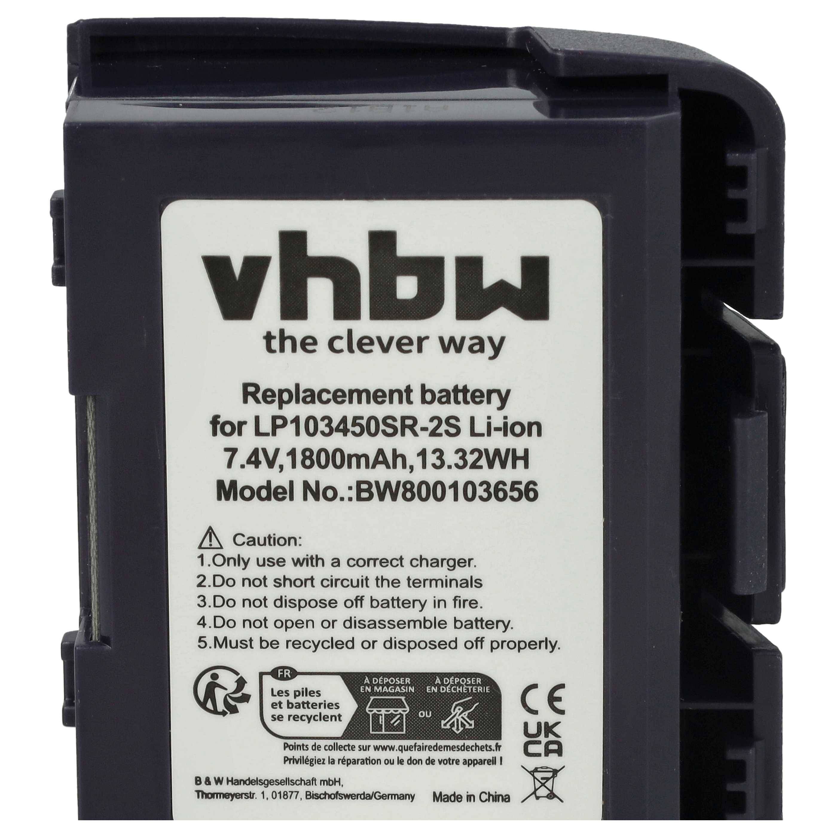 vhbw Akku Ersatz für Verifone 24016-01-R | LP103450SR-2S für Kartenleser, NFC Smart Card Reader, Lesegerät (1800 mAh, 7-4