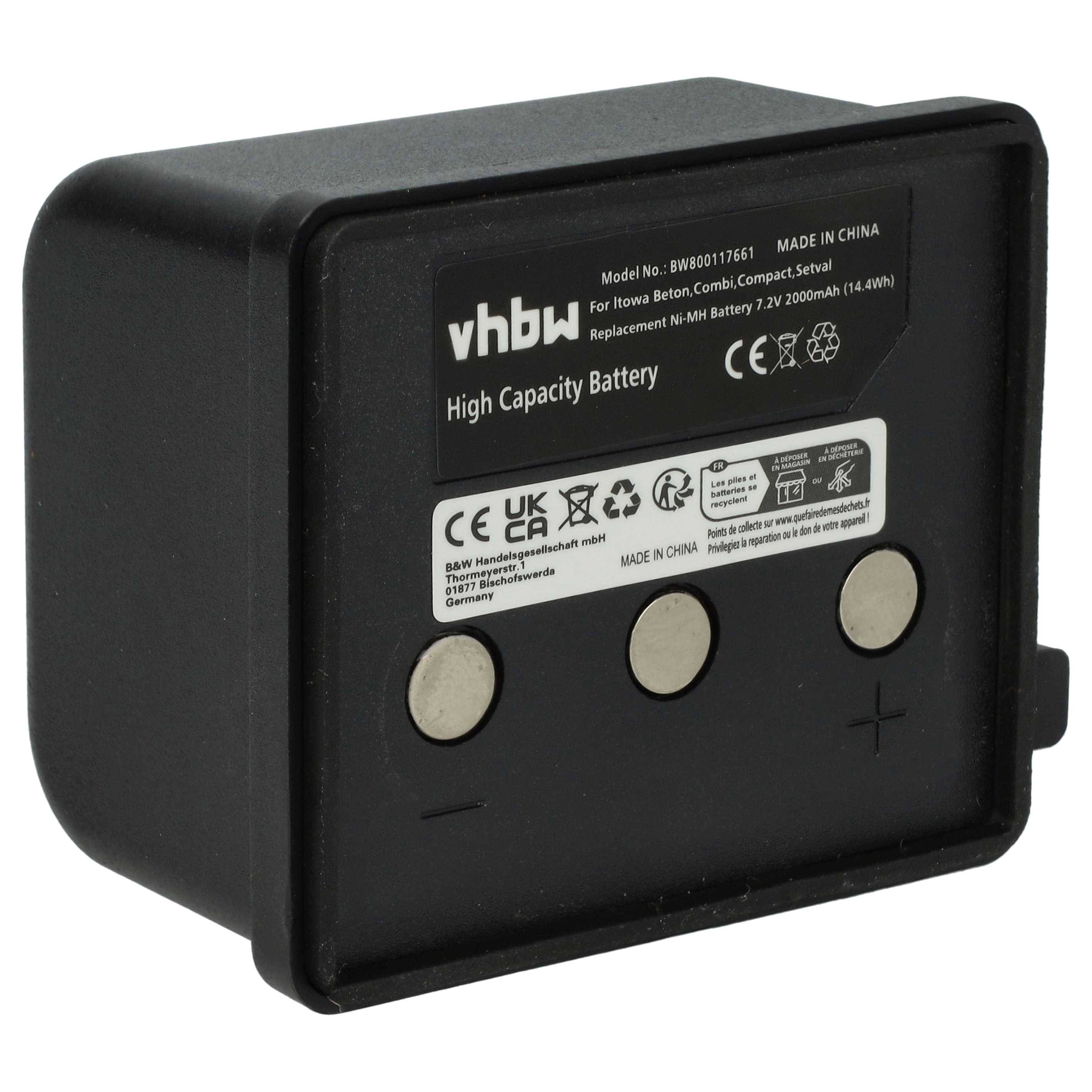 vhbw Akku kompatibel mit Itowa Compact | Combi, Setval, Beton Fernbedienung Remote Control (2000 mAh, 7,2 V, NiMH)-0