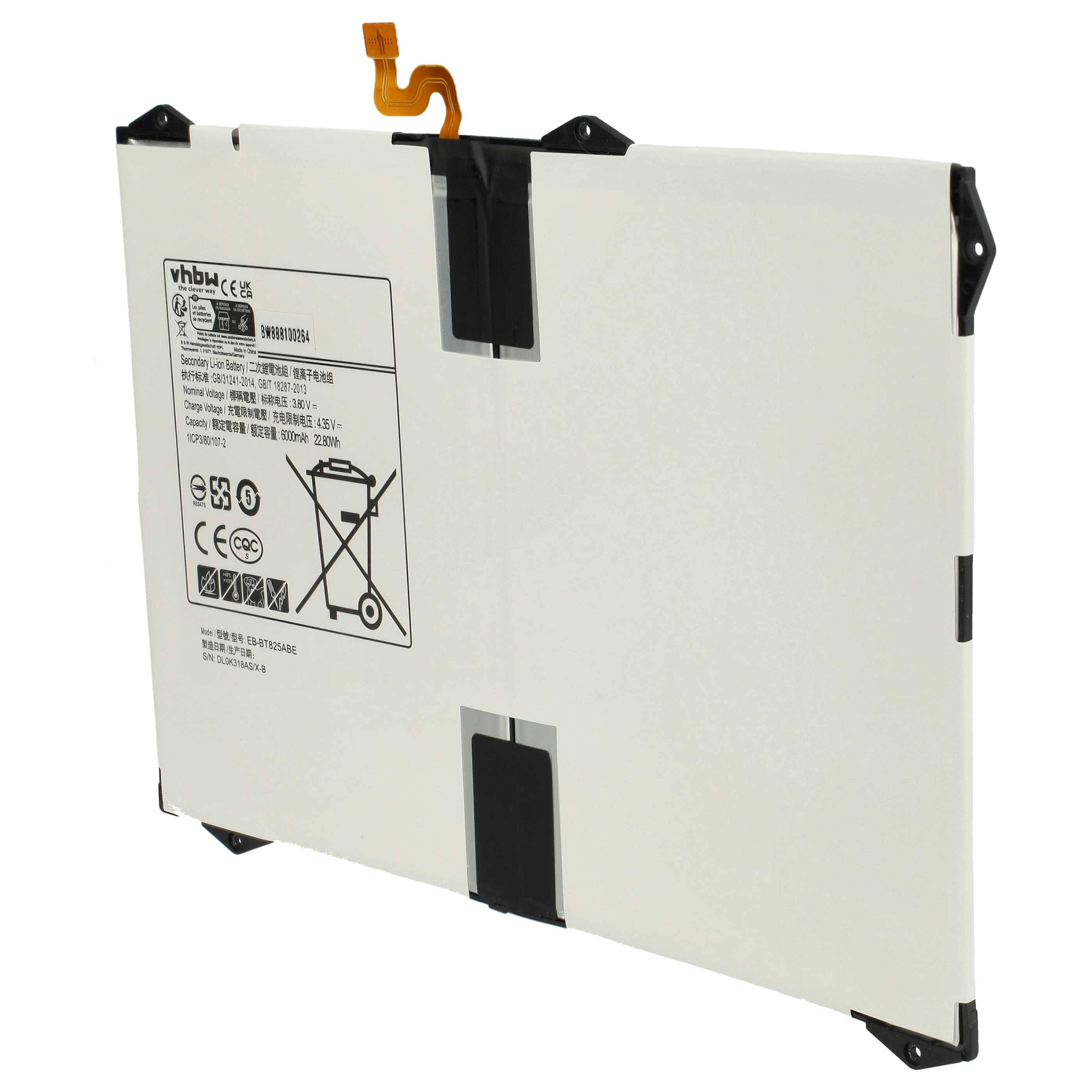 vhbw Akku kompatibel mit Samsung Galaxy Tab SM-T825Y | SM-T827V Tablet Pad (6000 mAh, 3,8 V, Li-Ion)-0