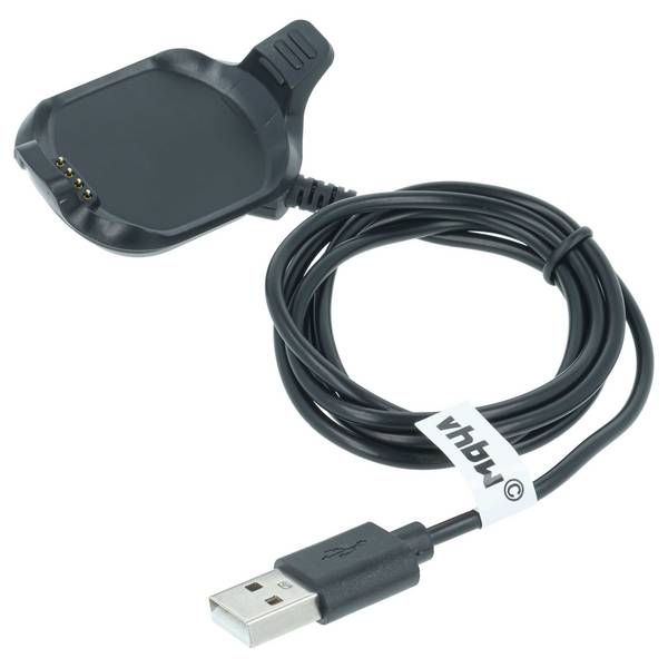 vhbw USB Ladekabel kompatibel mit Garmin Approach S5 | S6 Smartwatch Fitnesstracker - Dockingstation Schwarz, 95 cm