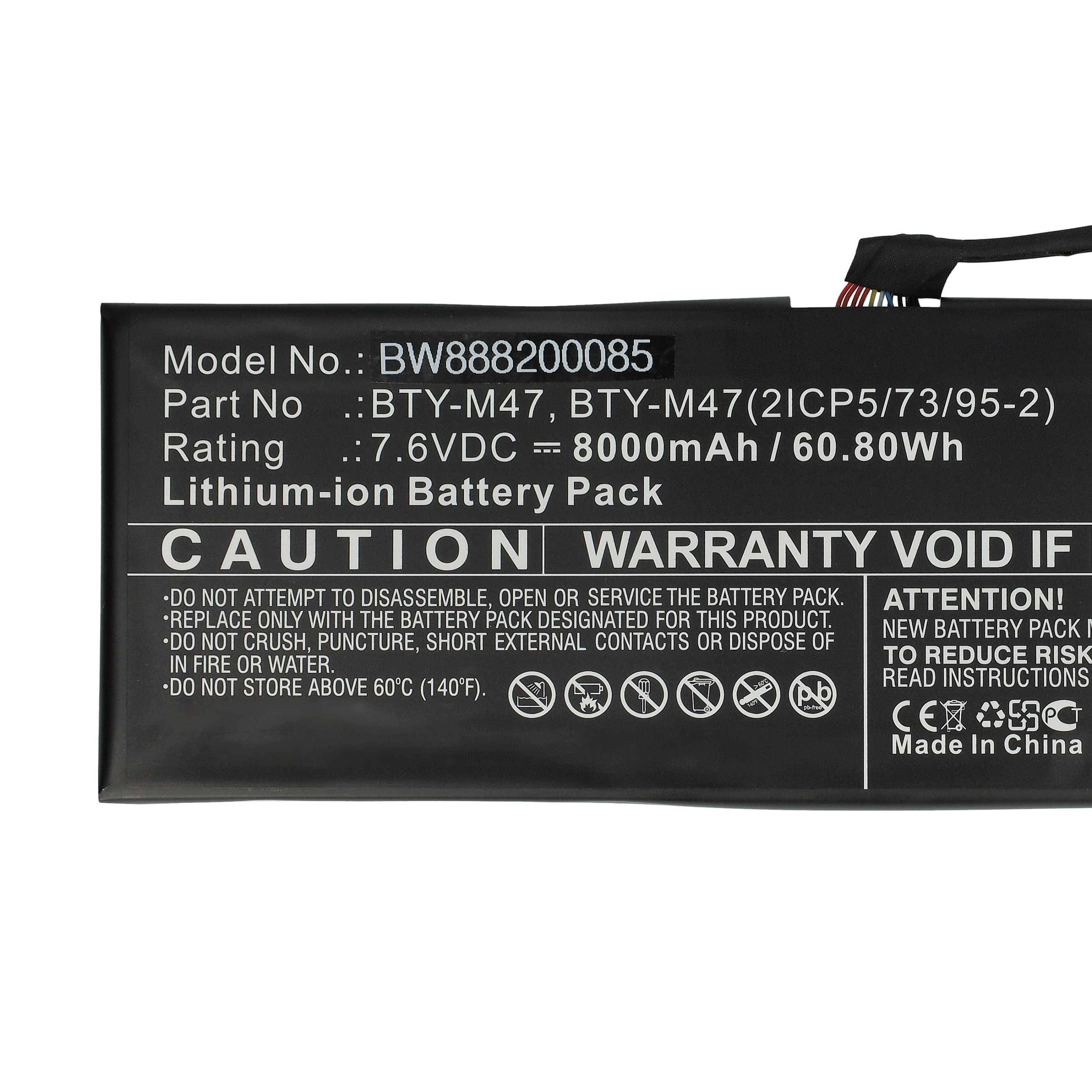 vhbw Akku kompatibel mit MSI GS40 6QE-006XCN, GS43VR, GS40 6QE-009XTH, GS43VR 6RE-045CN Notebook (8060 mAh, 7,6 V-5