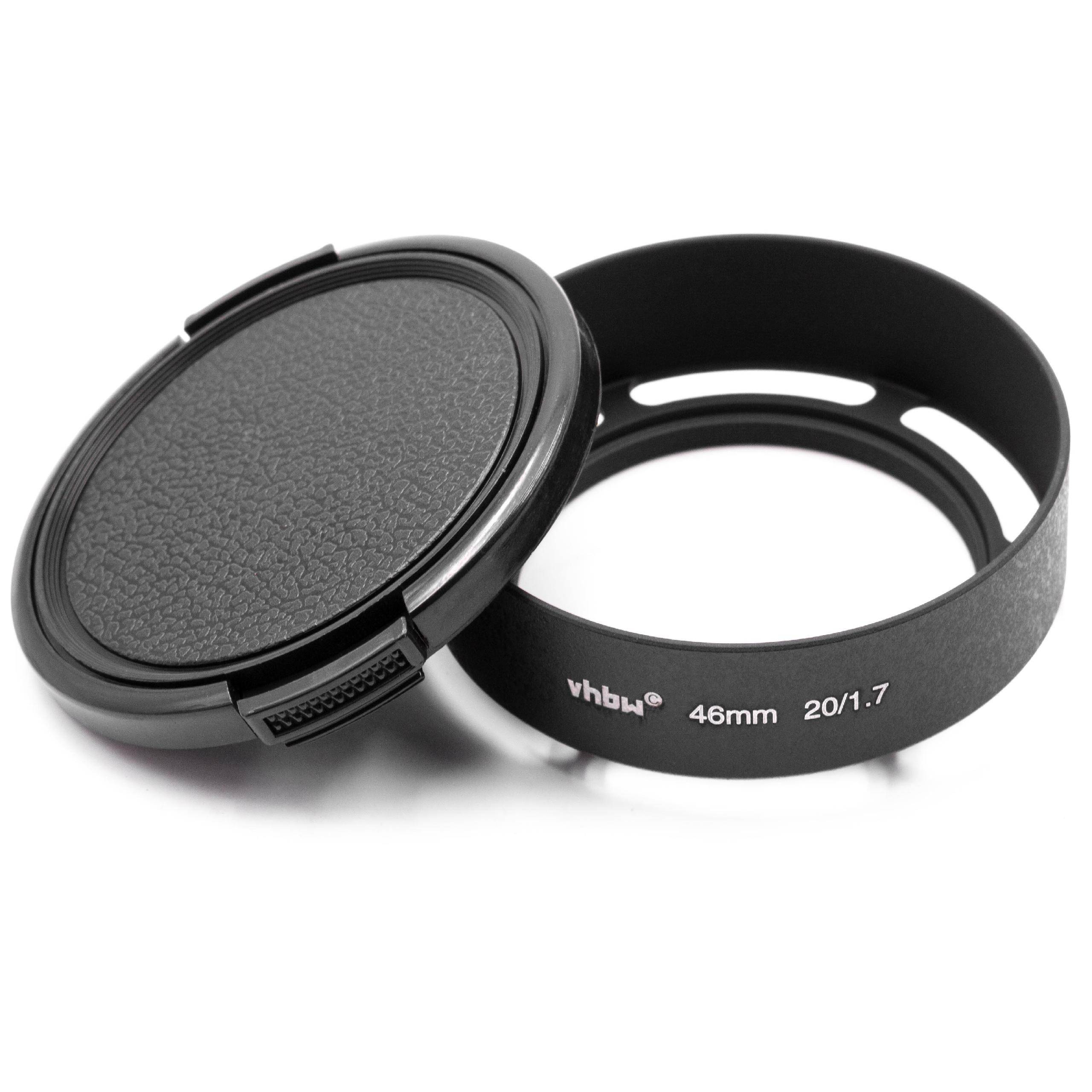 vhbw Gegenlichtblende für Objektiv | Weitwinkel + Objektivdeckel, Schwarz, Kunststoff / Metall, Rund, 6 cm