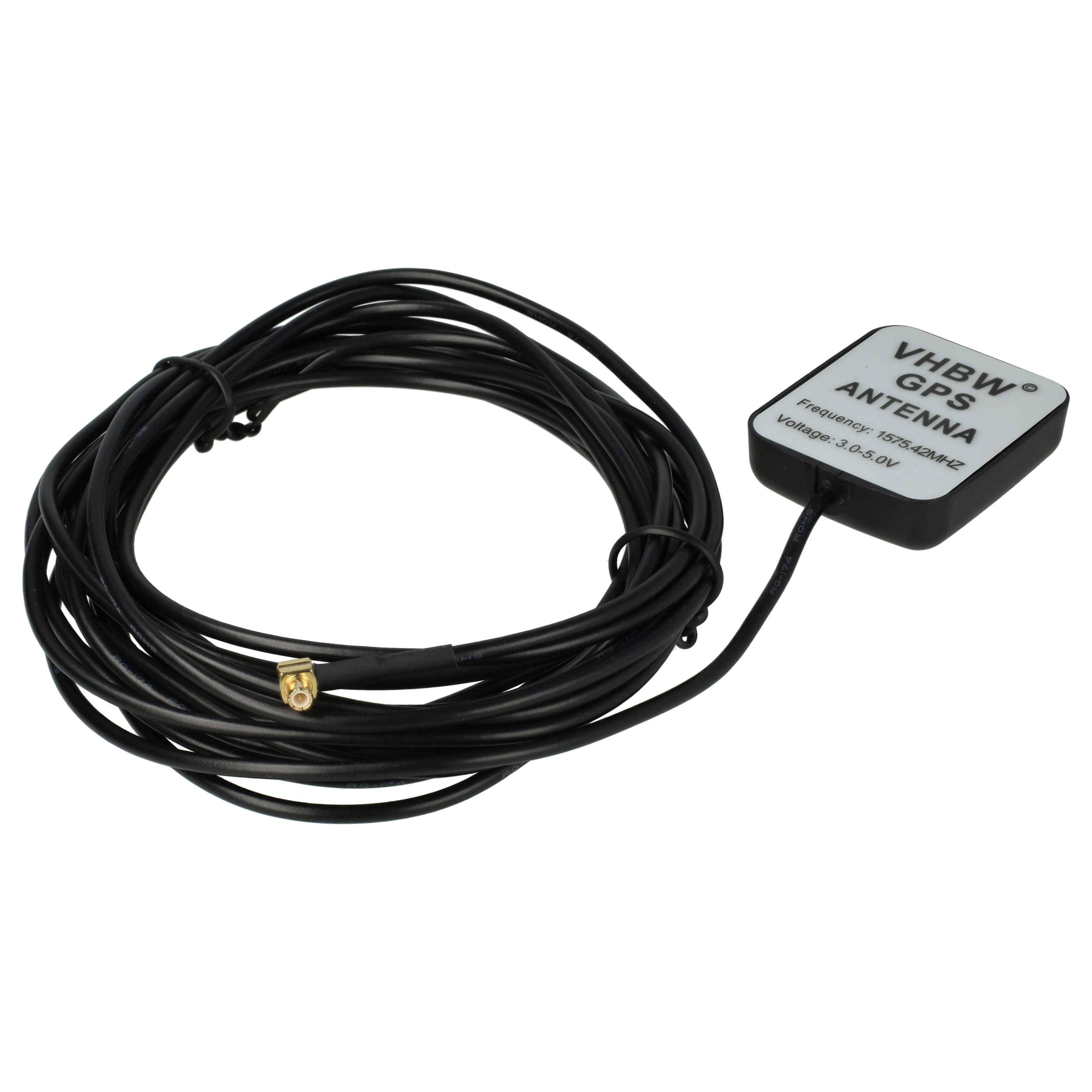 vhbw GPS Antenne kompatibel mit Nokia LD-1W Navi mit MCX-Anschluss | Magnetfuß, 5 m, Schwarz
