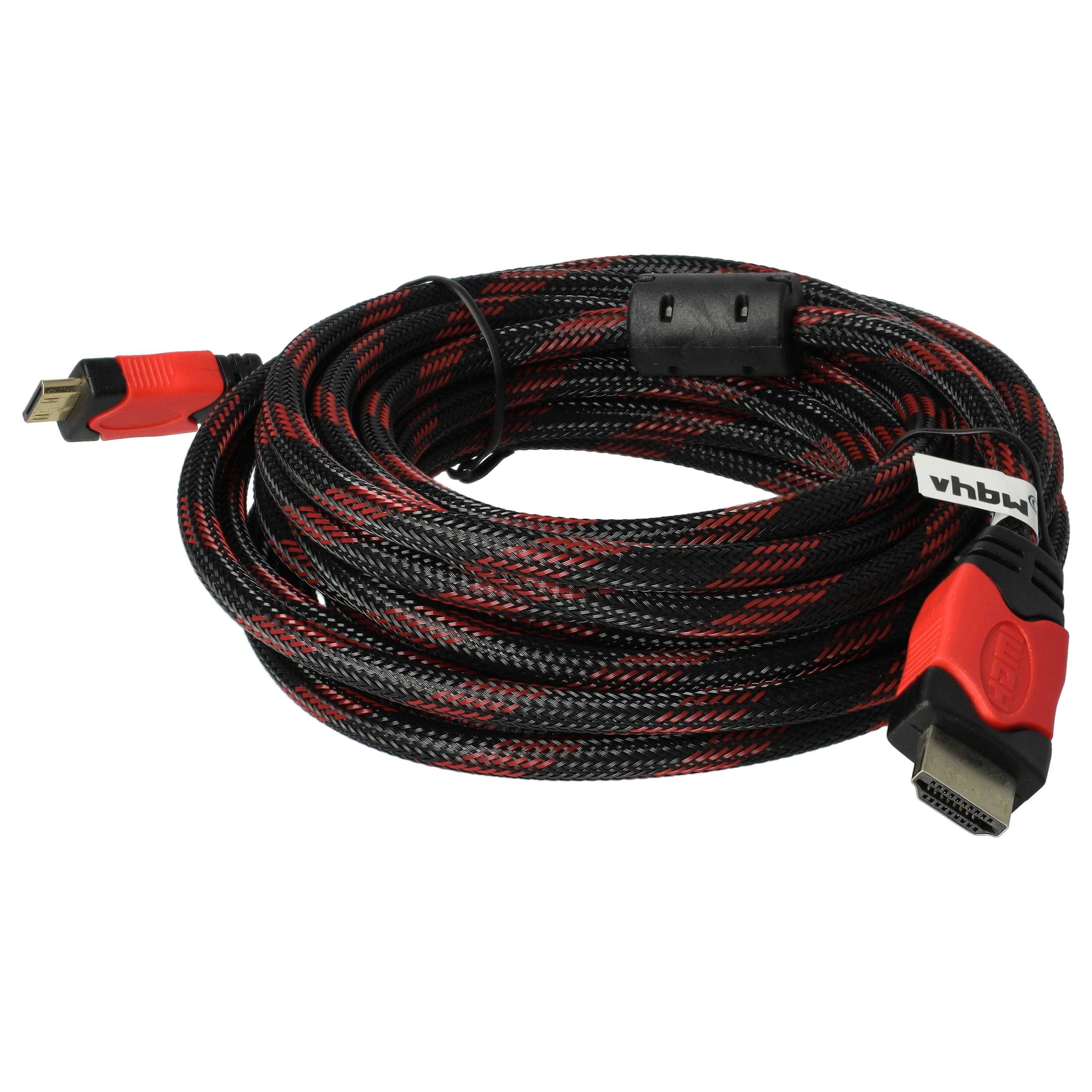 vhbw HDMI Kabel 5,0 m schwarz von Mini-HDMI auf 19 poliger HDMI A-Anschluss passend für Panasonic HC-V210, HC-V500, HC-V-0