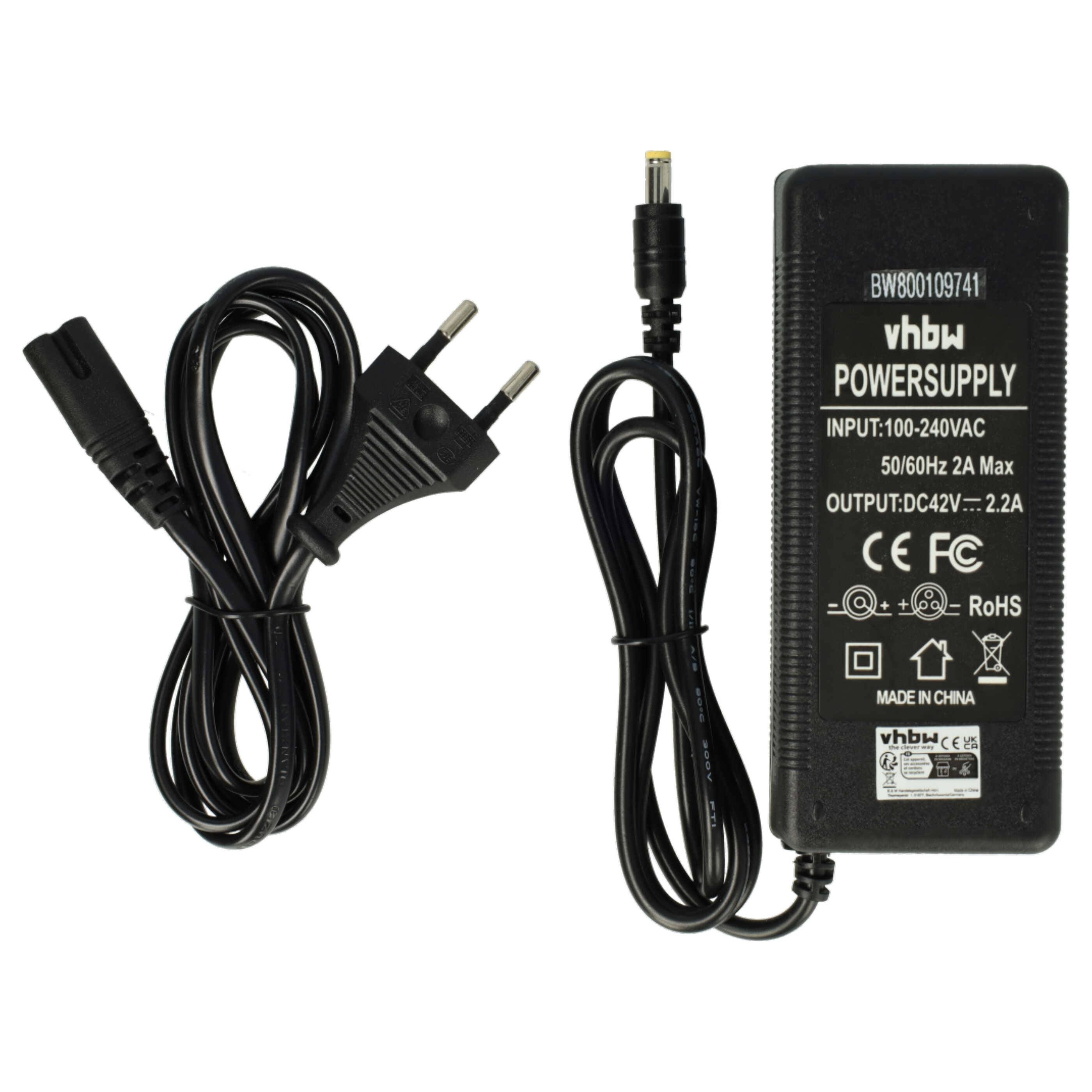 vhbw 220V Netzteil Ladegerät Ladekabel 90W kompatibel mit e-Bike | Pedelec, Elektrofahrrad Akkus mit-0