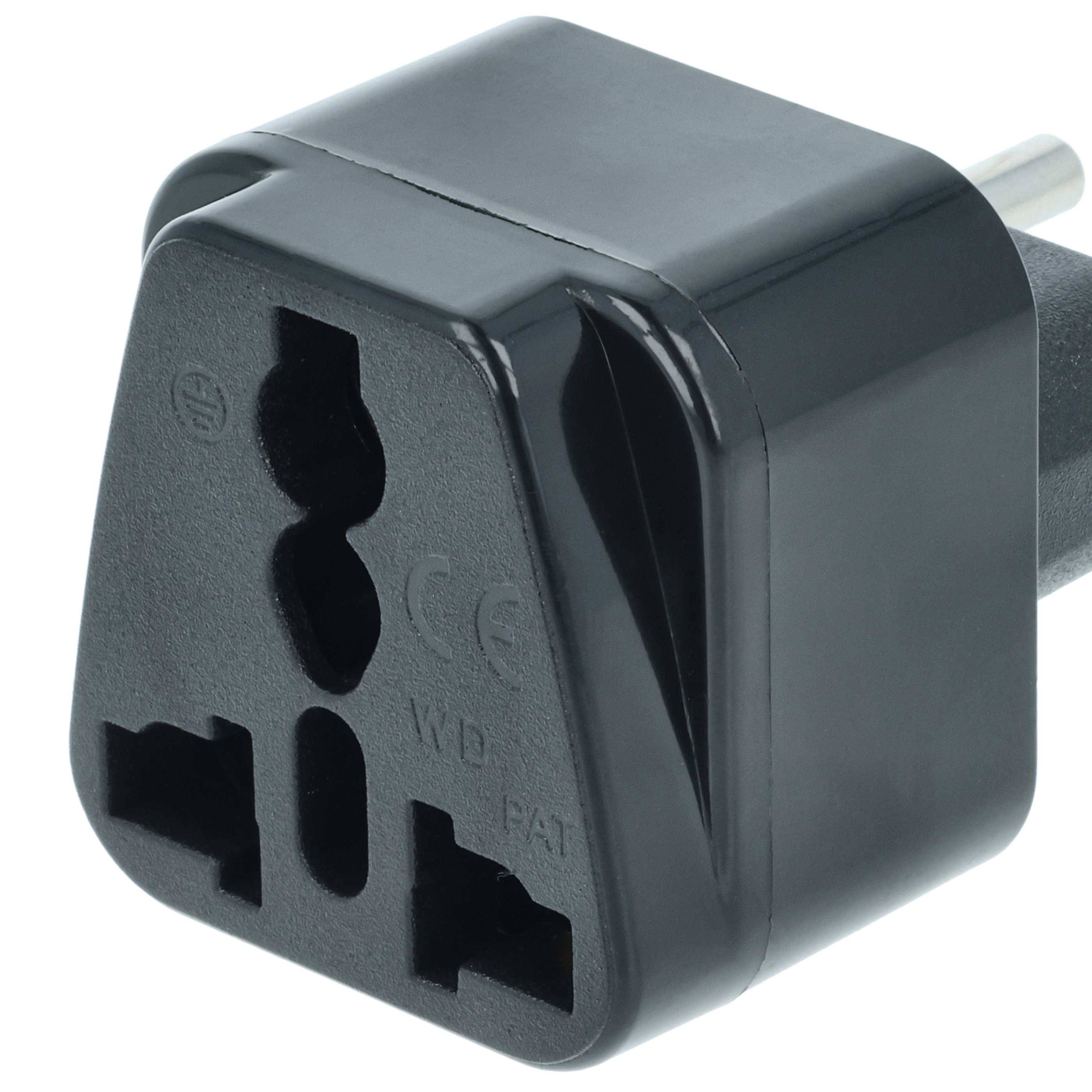 vhbw Reisestecker Adapter (Euro-Stecker auf UK/USA/China-etc.-Buchse) | Reiseadapter, Schwarz, 250 V / 16 A-1