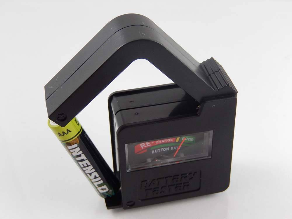 vhbw Batterie-Tester mit analoger Anzeige für AAAA, AAA, AA, 9 V-Block - 5,3 x 5,5 x 2,4 cm, Schwarz-0