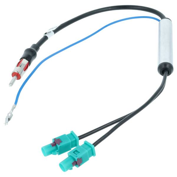 vhbw Antennenadapter von Din (m) auf Doppel-Fakra (m) kompatibel mit Audi, Seat, VW Fahrzeugen - Antennenverstärker für