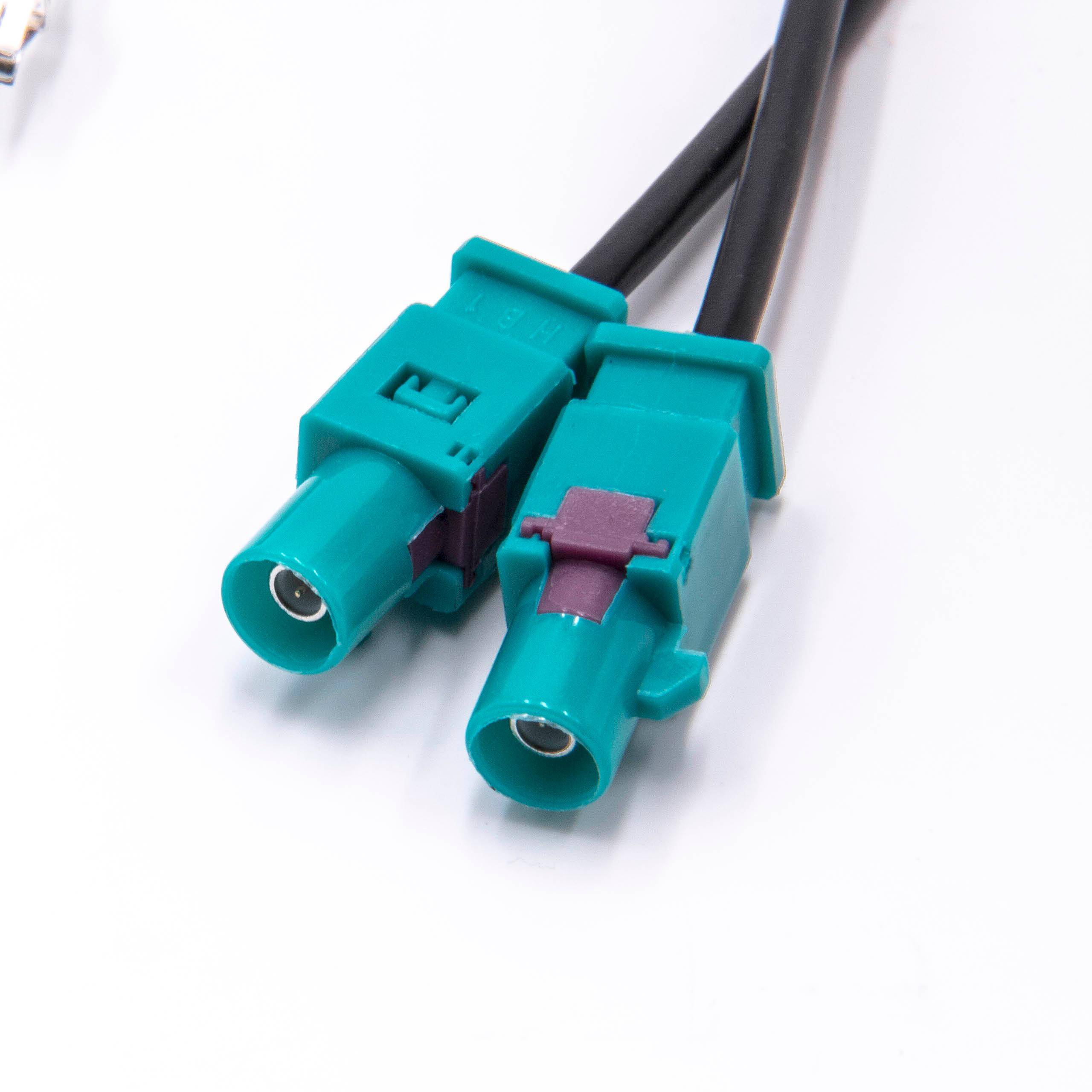 vhbw Antennenadapter von DIN (m) auf Doppel-Fakra (m) kompatibel mit Audi, Seat, VW Fahrzeugen - Antennenverstärker für-2