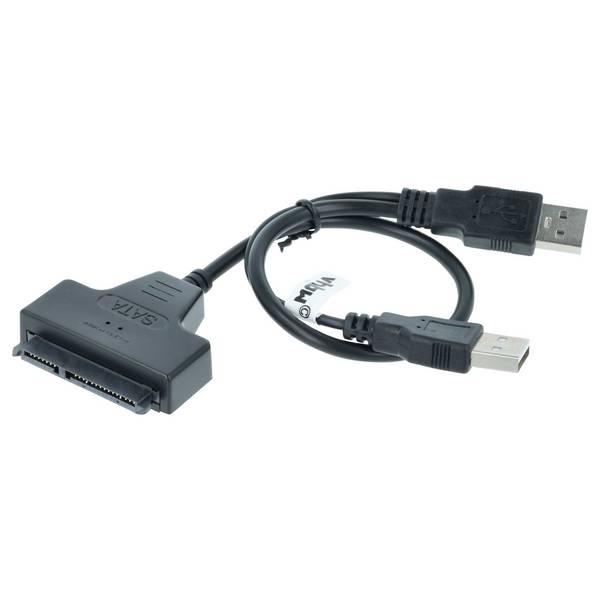 vhbw SATA zu USB Adapter Anschlusskabel für 2'5" HDD Festplatten | Festplattenkabel, Plug & Play Fähig, Schwarz
