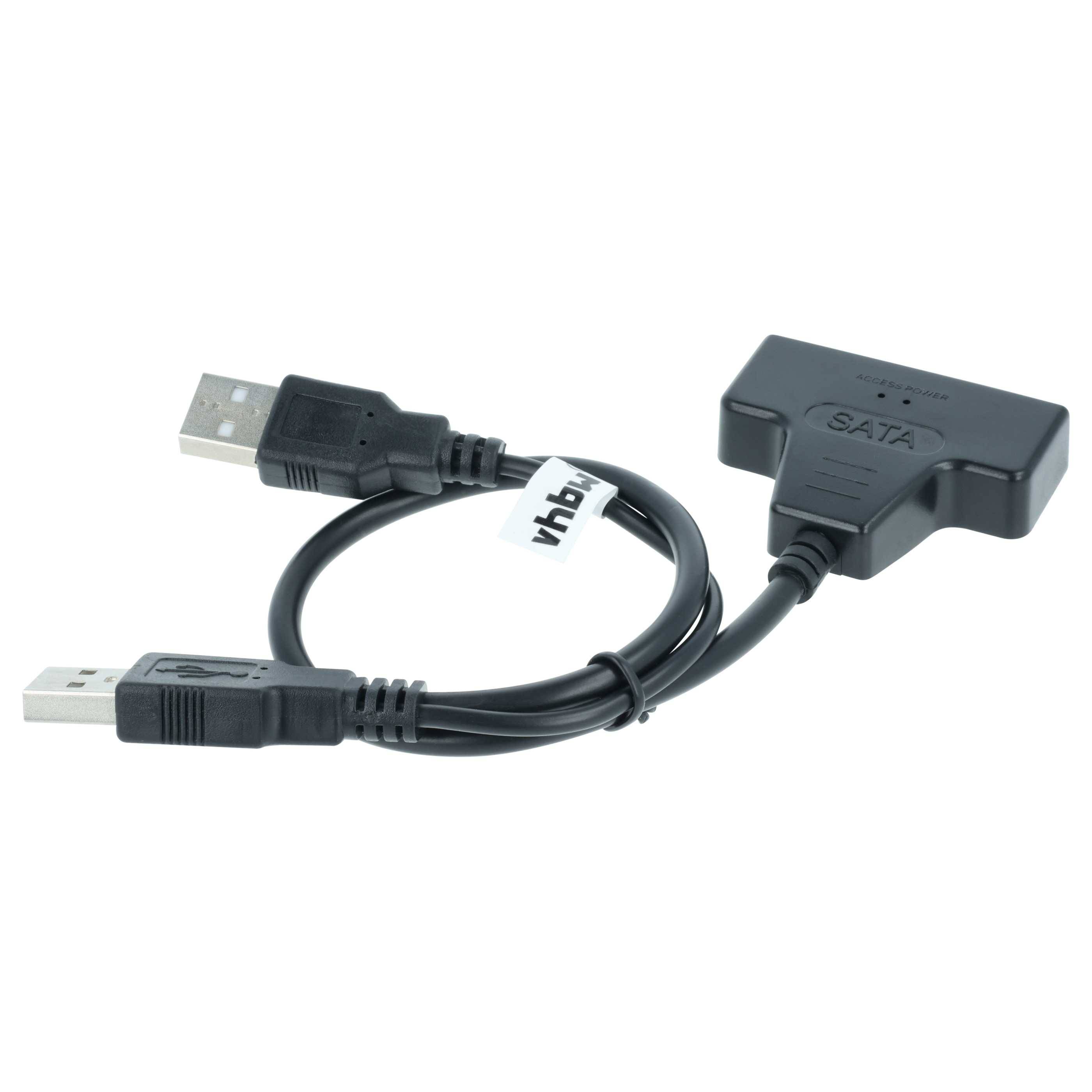 vhbw SATA zu USB Adapter, Anschlusskabel für 2'5" HDD Festplatten - Festplattenkabel, Plug & Play Fähig, Schwarz-2