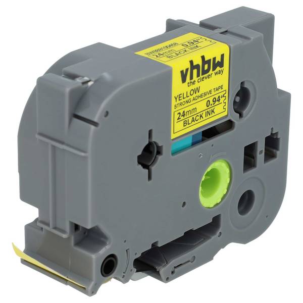 vhbw Schriftband-Kassette kompatibel mit Brother PT 540 | 3600, 520, 530, 350 Etiketten-Drucker 8m x 24mm Schwarz auf