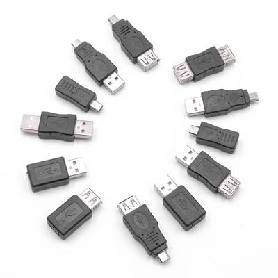 vhbw 12x Adapter OTG für Mobilgerät | USB 2.0 Kabeladapter Set, Schwarz-0