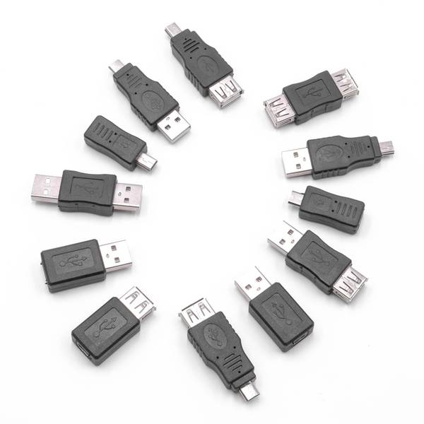 vhbw 12x Adapter OTG für Mobilgerät | USB 2.0 Kabeladapter Set, Schwarz