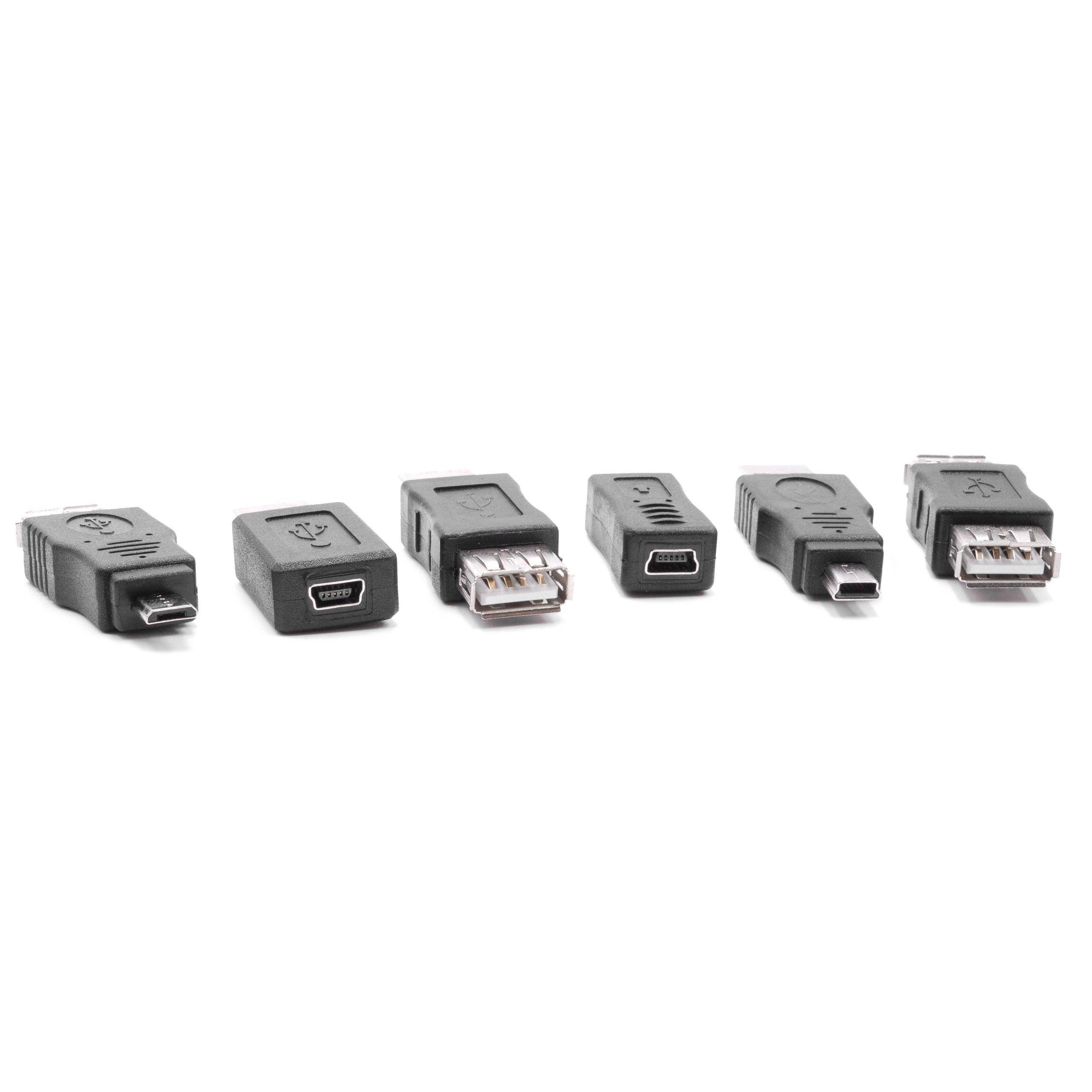 vhbw 12x Adapter OTG für Mobilgerät | USB 2.0 Kabeladapter Set, Schwarz-1