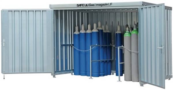 Gasflaschencontainer B3050xT2170xH2250mm verz.montiert,o.Bodenrahmen