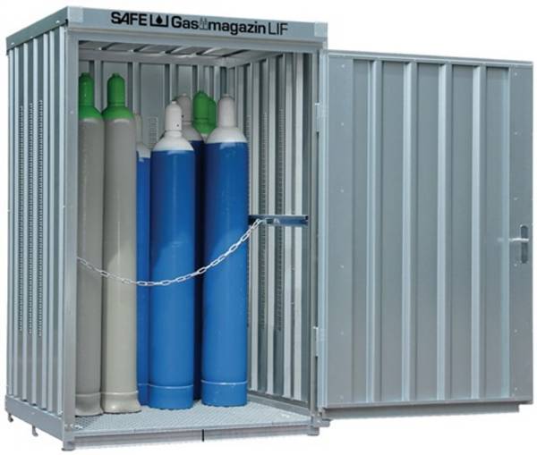 Gasflaschencontainer B1420xT1490xH2250mm verzinkt,mont.m.Bodenrahmen