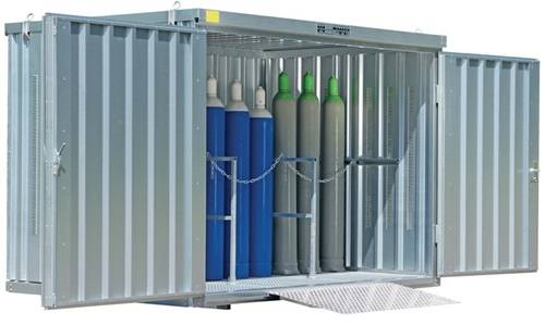 Gasflaschencontainer B3050xT2170xH2250mm verz.mont.m.Bodenrahm.m.Doppelflügeltor-0