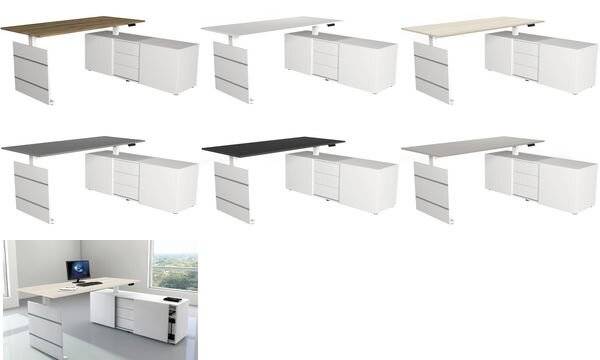 Sitz-/Stehtisch Move 3 180x80x72-120 mit Sideboard weiß-1