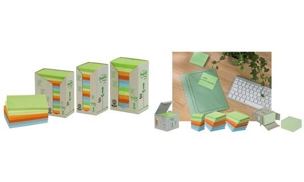 Post-it Haftnotizen Recycling, 76 x 76 mm, 4-farbig-0