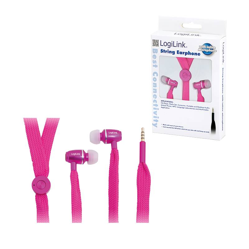 LogiLink Stereo In-Ear Headset, pink-2