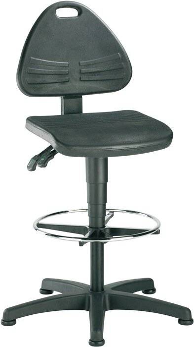 Arbeitsdrehstuhl gepolstert mit PU-Schaum mit Bodengleitern und Fußring Gasfeder-Höhenverstellung 580 - 850 mm.-2