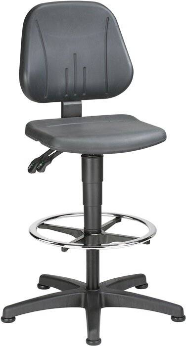 Arbeitsdrehstuhl Unitec mit Gasfeder-Höhenverstellung PU-Schaum schwarz mit Bodengleitern und Fußring.-4