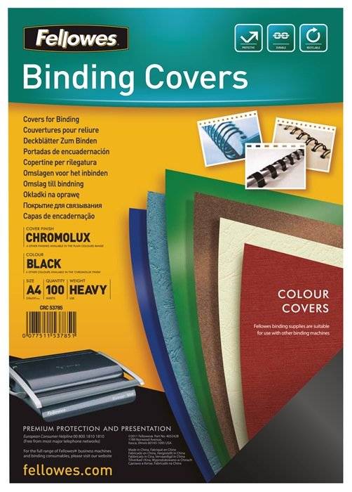 Fellowes Deckblatt Chromolux, glänzend, DIN A4, schwarz (5353785)-0