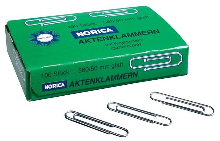Norica Aktenklammern, glatt, Länge: 50 mm, silber-0