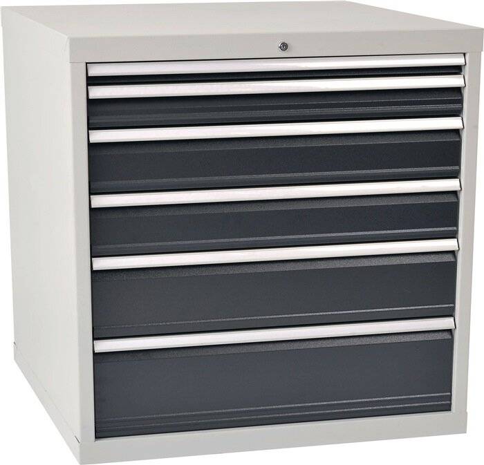 Schubladenschrank H1019xB1005xT736mm lichtgrau/grau 6 Schubl.Voll.Bedrunka-10