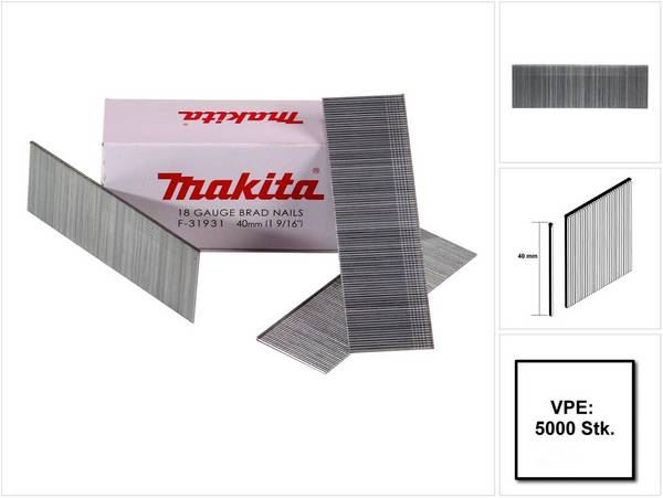 Makita Stauchkopfnagel Brads 40mm 5000 Stück galvanisiert ( F-31931 ) für Makita Nagler DBN500/AF505/AF506
