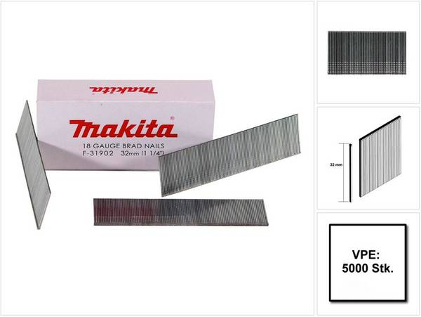 Makita Stauchkopfnagel Brads 32mm 5000 Stück galvanisiert ( F-31902 ) für Makita Nagler DBN500/AF505/AF506