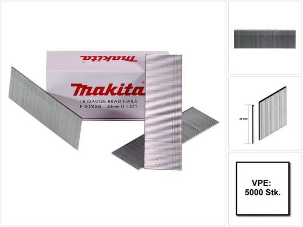 Makita Stauchkopfnagel Brads 38mm 5000 Stück galvanisiert ( F-31928 ) für Makita Nagler DBN500/AF505/AF506