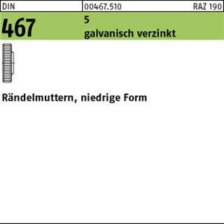 Rändelmutter DIN 467 niedrige FormM12 5 galv.verz. 25 Stück-0