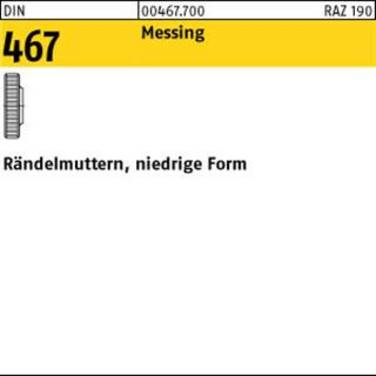 Rändelmutter DIN 467 niedrige FormM3 Messing 100 Stück
