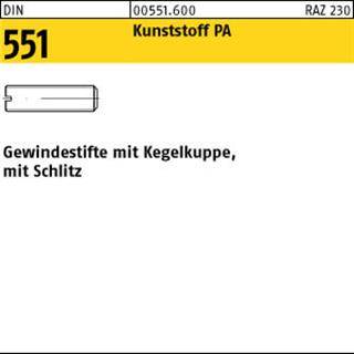 Gewindestift DIN 551 m.Kegelkuppe/Schlitz M8x 16 Polyamid 100 Stück-0