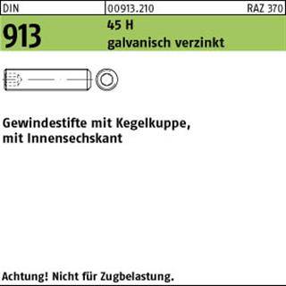 Gewindestift DIN 913 Kegelkuppe/Innen-6kt M4x14 45 H galv.verz. 1000St.-0